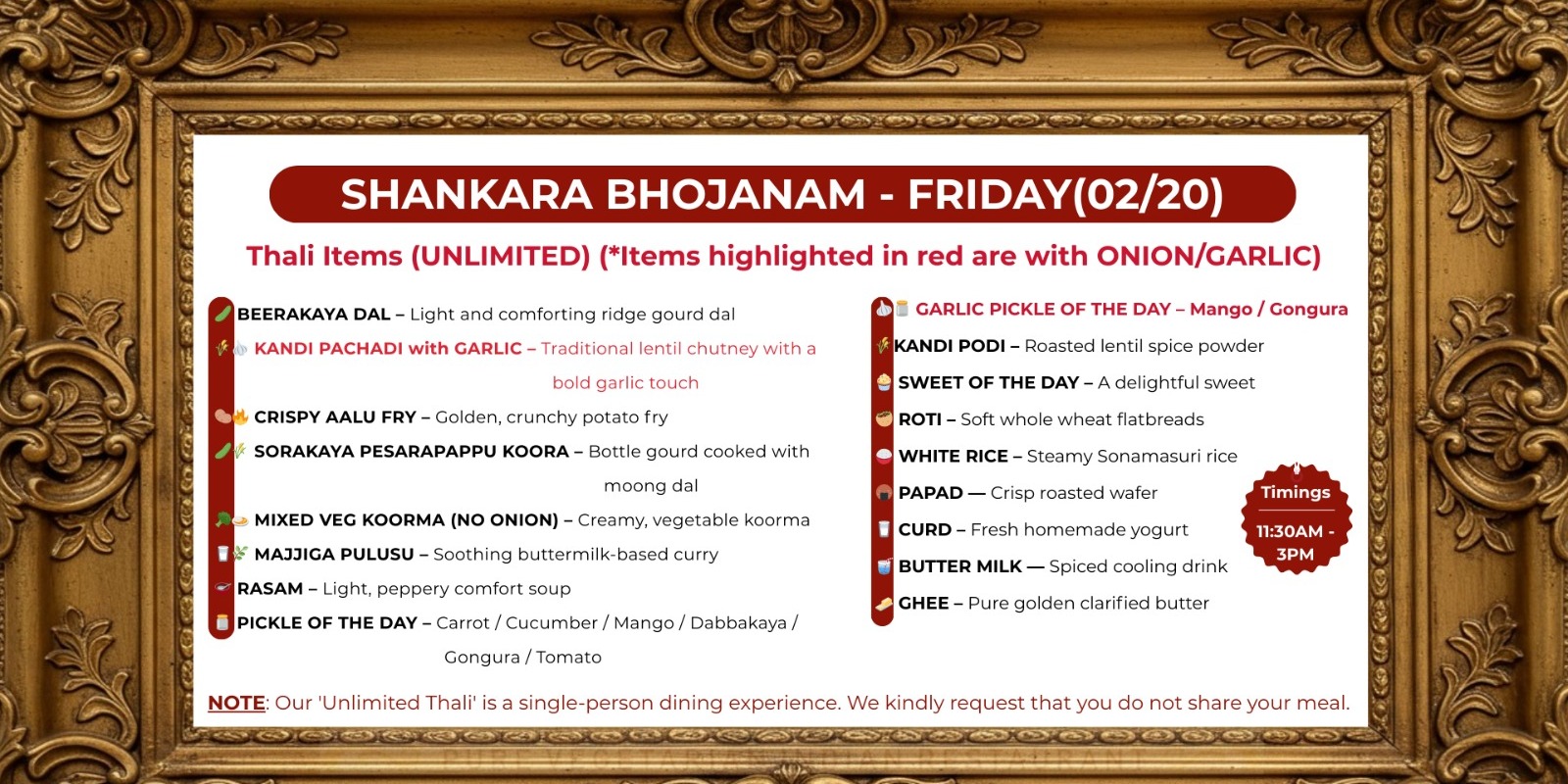Sree Shankara Vilas – Shankara Bhojanam Unlimited Thali | Authentic South Indian Friday Special in Plano