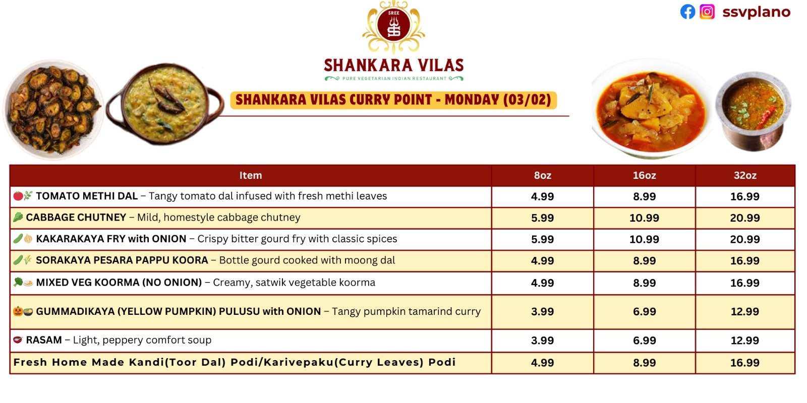 Shankara Vilas Curry Point Monday Special – Authentic Andhra Homemade Curries
