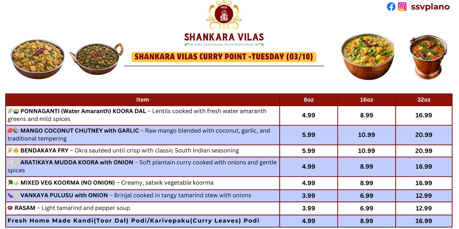 Shankara Vilas - Curry Point Tuesday Special