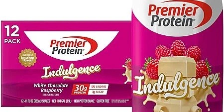 Premier Protein Indulgence 12-Pack 30g Protein Shake Deal – White Chocolate Raspberry