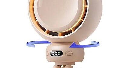 Bearwind Portable USB-C Stroller Fan with Auto Oscillation, Light & Tripod – Brown