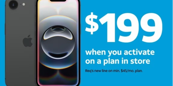 Walmart   AT&T iPhone 16e 128GB Deal from $199 with Activation