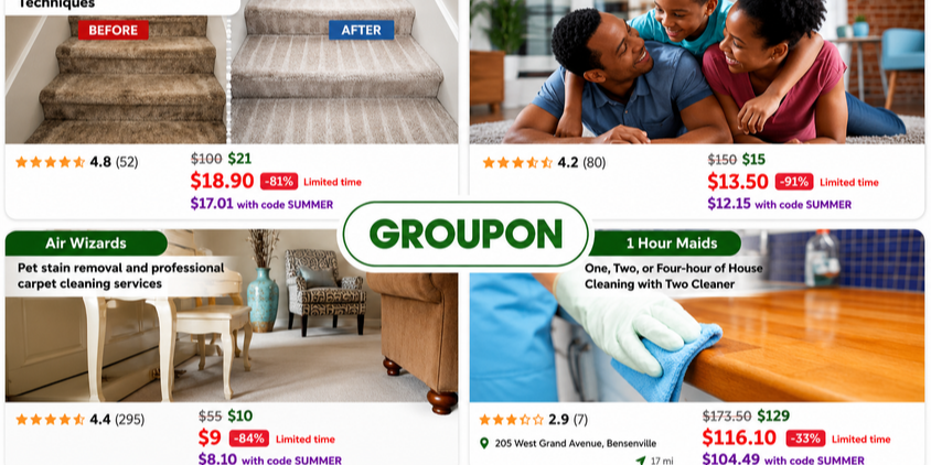 Groupon   Home Cleaning & Carpet Care Deals Up to 91% Off