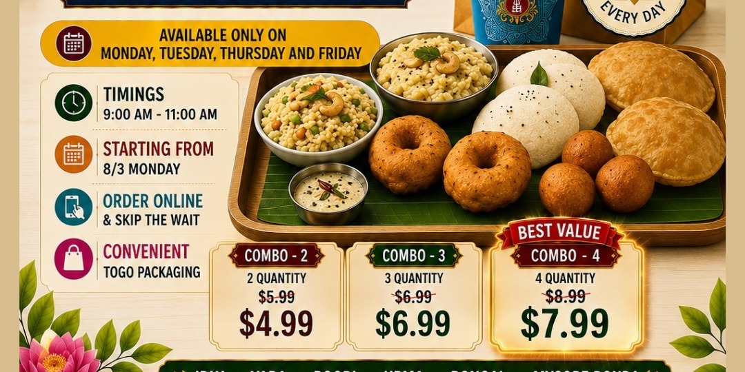 Sree Shankara Vilas Daily Breakfast To Go Deals Starting at $4.99