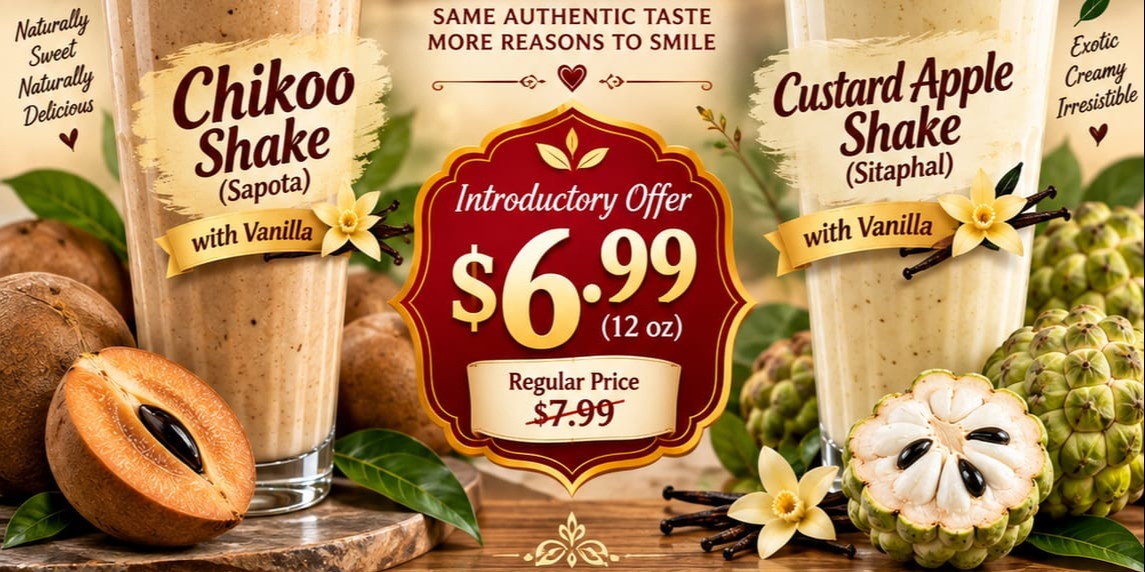 Sree Shankara Vilas Plano - Chikoo & Custard Apple Shake Deal