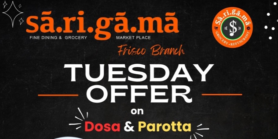 Tuesday Deal: Buy 1 Get 50% at Sā.ri.gā.mā in Frisco!