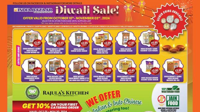 🎉 India Bazaar Diwali Sale & Rajula’s Kitchen Catering Offer! 🎉