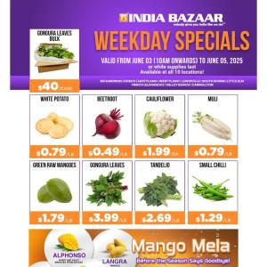 India Bazaar Weekday Specials – Fresh Vegetables & Mango Mela Offers
