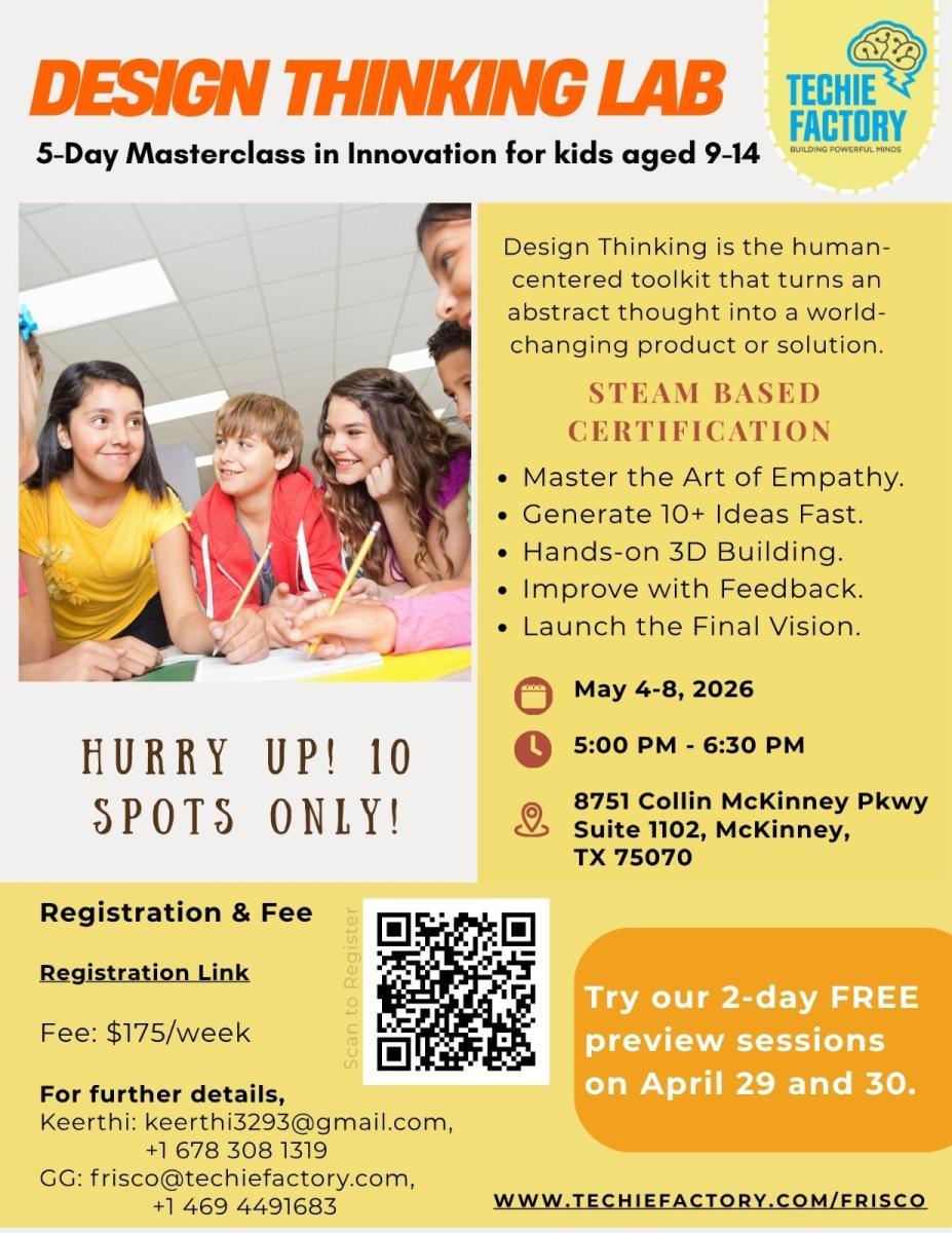 Design Thinking Lab Kids Innovation Masterclass for Ages 9-14