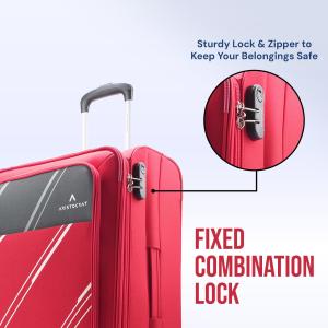 Aristocrat Polyester Trigon Soft Side 4 Spinner Wheels Hexa Luggage Set Of 6|3 Trolley Bags(Cabin 55Cm+69Cm+79Cm)&3 Duffle Bags 52Cm For Travel|5 Years International Warranty (Red) Small,Medium&Large