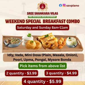 Sree Shankara Vilas Weekend Breakfast Combo in Plano TX – Authentic South Indian Breakfastf