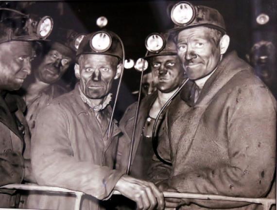 Coal miners are known for their work ethic, strength and fortitude, such as this unit emerging from mines, depicted in an image featured at St. Luke's Miners Campus in Coaldale.