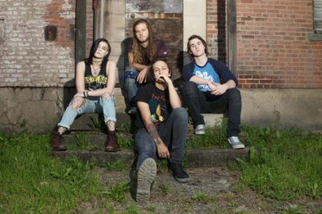 Another Day Dawns includes, front, Tyler Ritter, and back from left, Livi Dillon, Dakota McGeehan and Nick McGeehan. Scan this photo with the Prideo app to see a video of the band rehearsing. CONTRIBUTED PHOTO Copyright - JJ Horvath