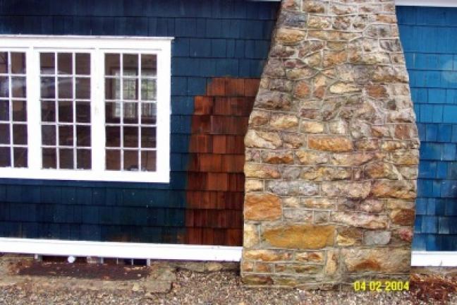 The clubhouse was pressure washed by volunteers to remove the old paint and return the cedar shingles to the natural color. CONTRIBUTED PHOTO