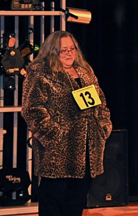 Contestant No. 13-Kellee Jo Kleintop, who sang "Winter Wonderland", awaits the judges' comments at last night's Jim Thorpe Idol competition.