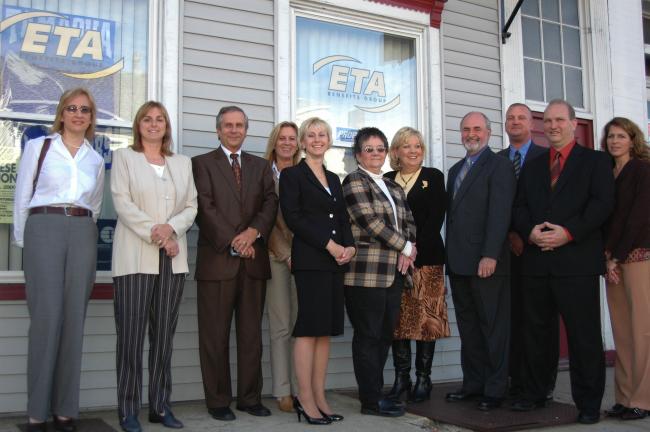 DONALD R. SERFASS/TIMES NEWS Taking part in the 10th anniversary celebration of ETA Benefits Group on Thursday, were from left: Paula Rasich, consultant; Denise Wolfe, broker; Mike Prock, Mauch Chunk Trust; Sue Fegley, Tamaqua Area Chamber of…