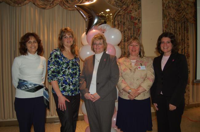 Gail Maholick/TIMES NEWS Ladies Night Out committee members, from left, Lucille Hough; Gail David, RN; Lois Richards; Mary Lou McGeehan; and Denise Chickilly. Lisa Johnson was also a member.