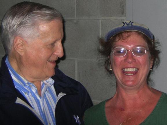 Area woman shares a laugh with George Streinbrenner