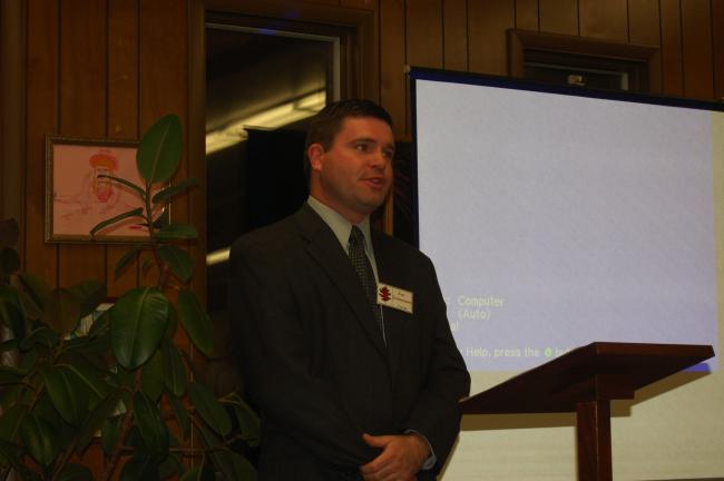 JOE PLASKO/TIMES NEWS Eric Zizelmann, financial secretary of the Tamaqua Public Library's board of directors, served as master of ceremonies for the library's 75th Anniversary celebration.