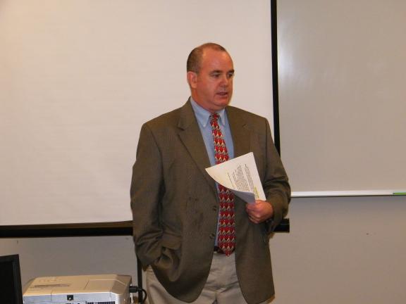 ANDREW LEIBENGUTH/SPECIAL TO THE TIMES NEWS William "Bill" Coyne, technical expert from the Pottsville Social Security Administration office, speaking to a filled room about the many intricacies concerning Social Security.