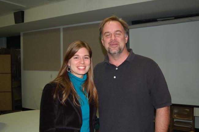 LINDA KOEHLER/TIMES NEWS Leslie Howes, director of Monroe County Habitat for Humanity and chairman of the public relations committee, Bob Van Derheyden, presented a program on Habitat for the ladies of the Western Pocono Women's Club.
