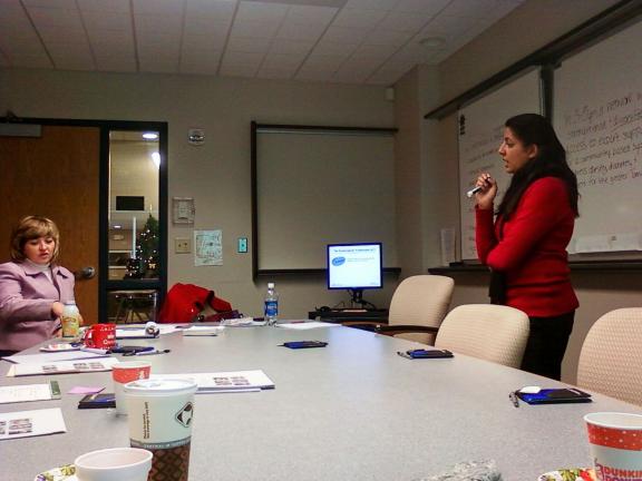 KATHY KUNKEL/TIMES NEWS Tamanna Patel, a technical assistance consultant with the Georgia Health Policy Center, provides information and support to the "Partners In Health" program linking St. Luke's Miners Memorial Hospital, Tamaqua's South Ward…