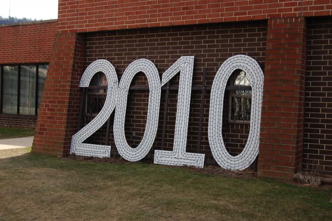 Joe Plasko/TIMES NEWS The "2010" sign is placed outside of the ABC Tamaqua Hi-Rise in preparation for Tamaqua's annual "Times Square on Broad Street" New Year's Eve celebration on Thursday, Dec. 31, beginning at 10 p.m. The event is coordinated by…