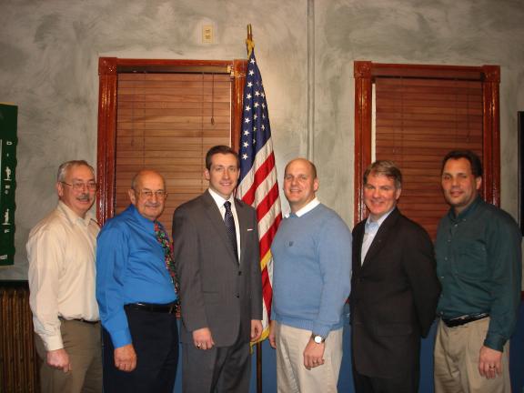MARY TOBIA/SPECIAL TO THE TIMES NEWS Wayne Nothstein, left, Carbon County Commissioner, Tom Gerhard, former Carbon County Commissioner, Steve Serfass, newly elected Carbon County Judge, Doyle Heffley; chairman of the Carbon County Republican…