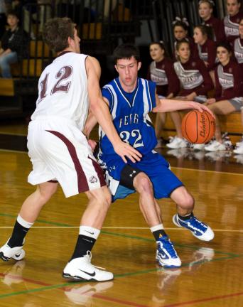 BOB FORD/TIMES NEWS Pleasant Valley's Nick Stanovick (32) looks to make a move around Lehighton's Tyler Hill in the MVC battle between the Bears and Indians.