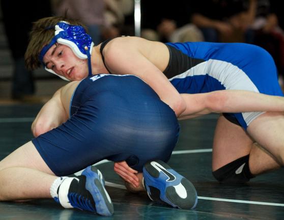 BOB FORD/TIMES NEWS Mike Pokrinchak (top), Pleasant Valley's 135-pounder helps solidify the Bears lineup.