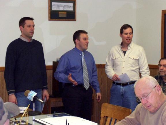 PATRICK BECHTEL/SPECIAL TO THE TIMES NEWS From left, Josh Friebolin, who is supervisor chairman of Washington Township; Jason Breidinger, who is chairman of the Venture Group, and Dan Stevens, who is president of Northern Lehigh Future Focus. Future…