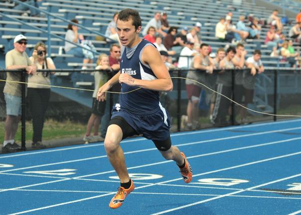 steve shinkotimes news Tamaqua's Zach Lakitsky breaks the string for a first place finish in the 100 meters.