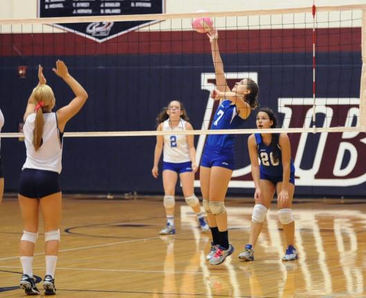 Rob Merchant/Special to the TIMES NEWS Pleasant Valley's Kayla Dorney hits the ball during action Monday against Liberty.
