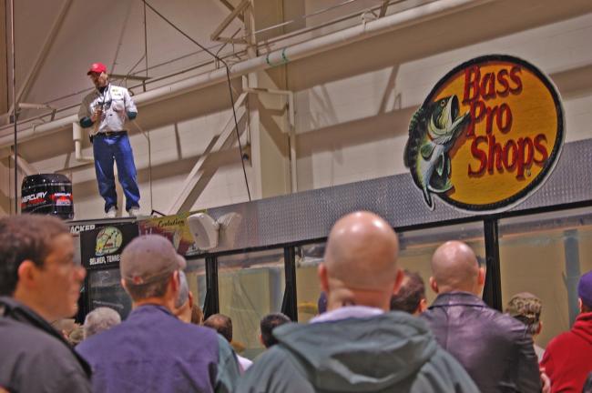 Daily seminars by professional bass anglers at the Hawg Trough are one of the most popular attractions at the Greater Philadelphia Outdoor Sportshow.