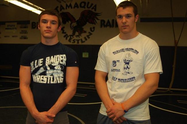 JOE PLASKO/TIMES NEWS Tamaqua senior wrestlers Kolby Mashack (left) and Garth Lakitsky have a combined record of 63-1 this season.