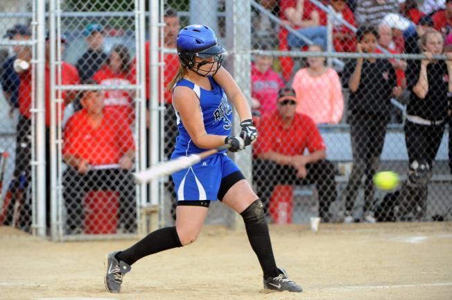 nancy scholz/special to the times news Rachel Sisco of Pleasant Valley takes a swing at a pitch during the District 11 Class AAAA championship game against Easton.