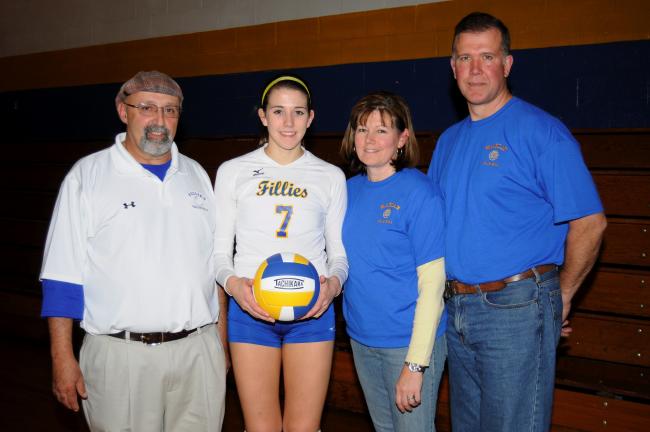 Ron Gower/times news @Caption Stand Alone:Fillies' Sherkness tops 1,000 kills Marian's Marykate Sherkness (second from left) passed the 1,000 kill mark during a recent match against Shenandoah. Sherkness, who became the all-time kill leader in…