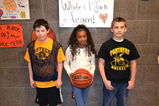 SHERI RYAN/SPECIAL TO THE TIMES NEWS Pictured are the Panther Valley Middle School students who raised the most money for Hoops for Heart. From left are, Alex Lebo, grade seven; Yanitza Figueroa, grade six; and Hunter Kennedy, grade six.