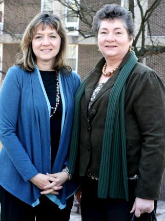Vanessa Rabayda/Special to the Times News Darla Troutman, Schuylkill Women in Crisis, left, and Marie Courtney, TAFFN member, at the Pottsville Courthouse, where SWiC has an office.