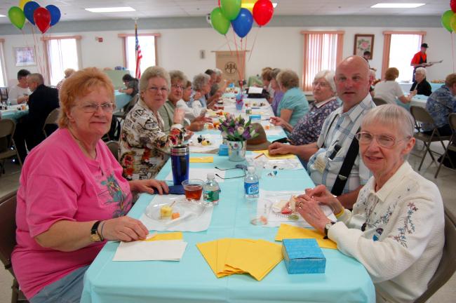 Gail Maholick/TIMES NEWS Volunteers at Mahoning Valley Nursing and Rehabilitation Center were thanked for their volunteerism at the annual Volunteer Appreciation Tea. From left are Maryanne Smolczynski, Louise Serfass, Franklin Wertman and Marion Overton.