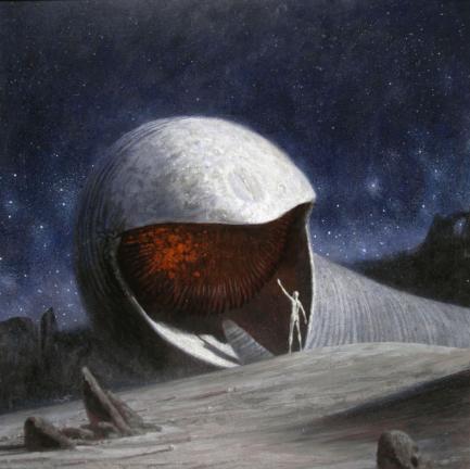 @$:"Sandsworms of Dune" 1977 by John Schoenherr, from the collection of Robert K. Wiener.