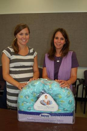 LINDA KOEHLER/TIMES NEWS Brittany Kollmer, RN and community health nurse at Bethlehem Bureau of Health, left; and Sharon Mendes, RN, IBCLC and certified lactation consultant and founder of the free breastfeeding support group in Palmerton called the…