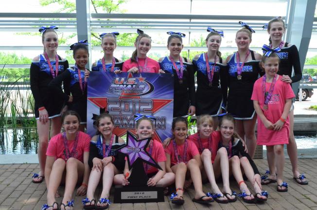 SPECIAL TO THE TIMES NEWS The Storm All-Star Cheering Junior team was chosen National Champions after competition in Virginia Beach this spring. Team members include, front from left, Emily Klientop, Camryn Wilmot, Riley Solt, Paige Gruber, Aleah…