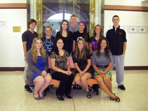 The Weatherly High school homecoming court includes, seated, from left, Karlee Hinkle, Jessica Adamczyk, Alexis Berger and Jaquiline Watkins. Standing, from left, are Dylan McDonald, Tara Galada, Lindsay Douglas, Charlie Wallish, Alexis Boyarski,…