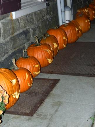 JUDY DOLGOS-KRAMER/SPECIAL TO THE TIMES NEWS Pumpkin luminaries light Race Street in anticipation of the arrival of Edgar Allan Poe.