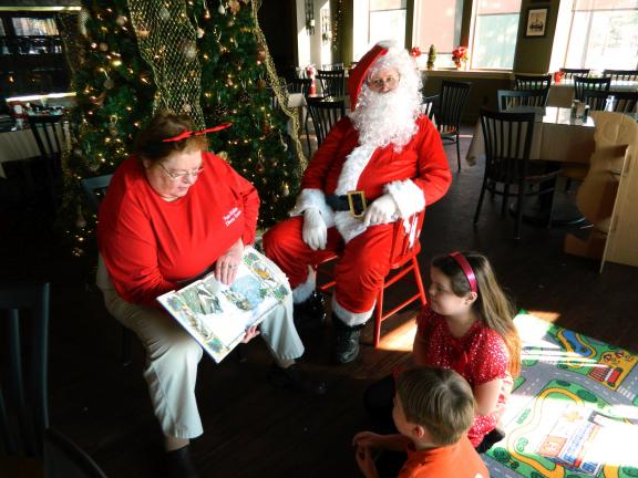 The Friends of the Penn-Kidder Library Center hosted a Breakfast with Santa Saturday at Boulder View Tavern in Lake Harmony. At left with Santa are Joseph Sauers, 6, Lake Harmony; David Sherrill, 6, Albrightsville; and Kiara Ginopolas, 6, Lake…