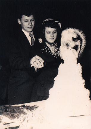 Mr. and Mrs. Lester Kintz on their wedding day.