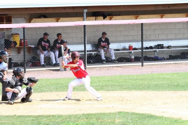 special to the times news The Keystone Americans' Anthony Rossino digs in and waits for a pitch during the Pennsylvania State Babe Ruth 16-18 year-old Tournament on Thursday.