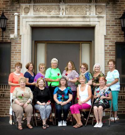 Attending a 50-year reunion at St. John Neumann Regional School in Palmerton, formerly Sacred Heart School, are, seated from left, Karen (Sorinsky) Pelc, Andrea (Tarnapolski) Zavilla, Irene (Matrision) Obrecht, Susan (Dempsey) Gursky, and Eleanor …