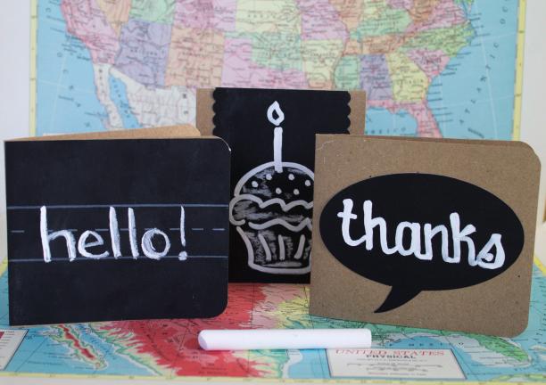 AP Photo/Holly Ramer Handmade notecards are made by spraying cardstock with chalkboard paint. Get in the back-to-school mood by making notecards that incorporate old-school elements like chalkboards, vintage maps, notebook paper and brown paper…